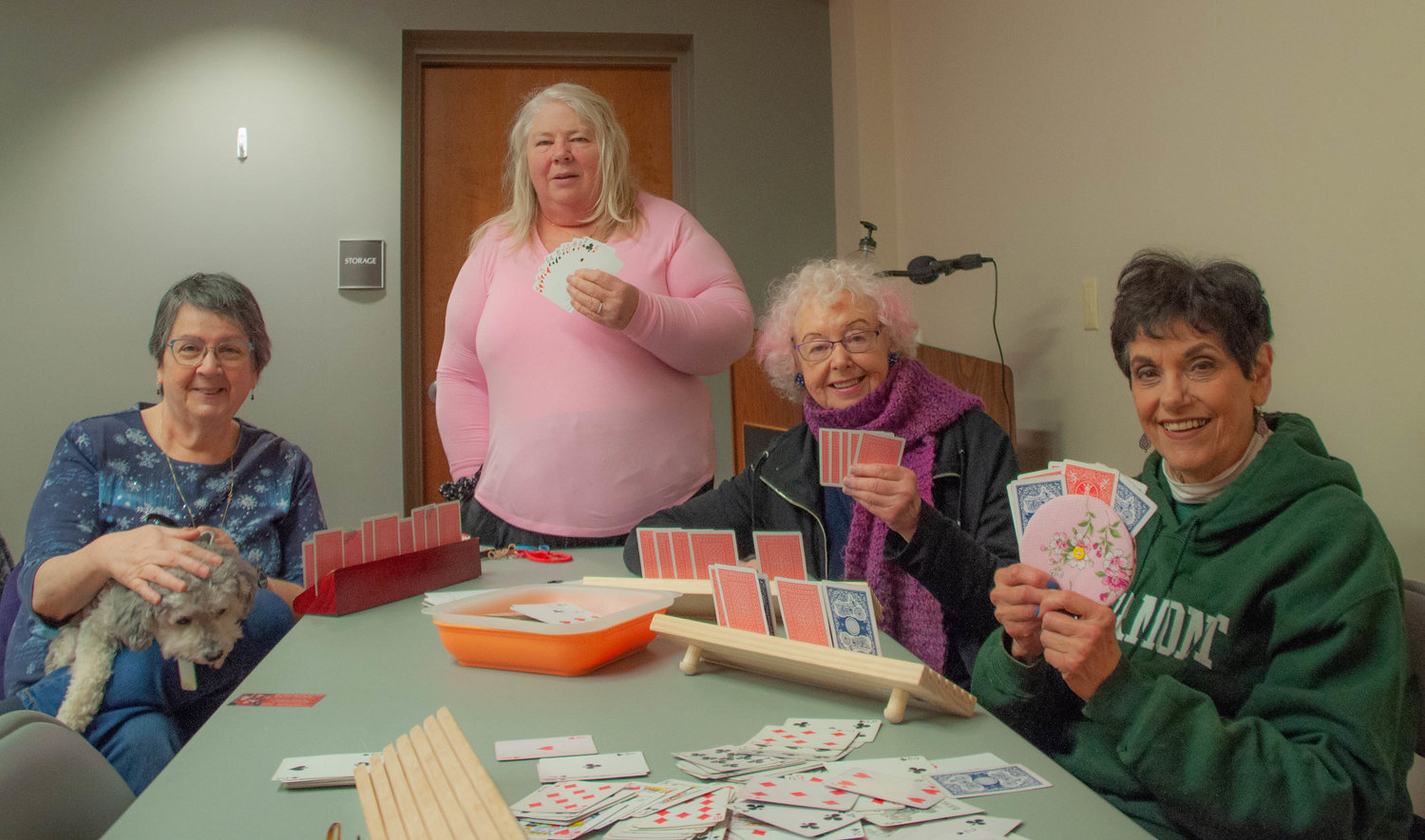 Joanne Rashell, left; Penny Reinlieb; Fran Greenfield; and Barbara Rudick were playing Samba, a variation of Canasta, at the Ethelbert B. Crawford Library in Monticello, NY last Friday.